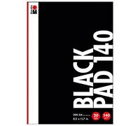 Marabu Black Pad 1612000000500 Special Paper Matte 140 g/m 20 Sheets DIN A4 Acid- Biodegradable and Recyclable Ideal for Design with Acrylic Markers, Painters and Liners, White