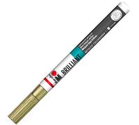 Marabu Brilliant Painter, Universal Paint Pen, Gold 084, Line Width Approx. 1-2.5 mm, Glossy, Opaque, Weatherproof, Lightfast, Quick Drying, for Various Surfaces, Metal, 13.8 x 1.1 x 1.1 cm