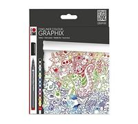 Marabu Colour Doodle Supreme Fineliner Drawing Colouring Set - 12 Colours