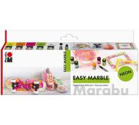 Marabu EASY MARBLE Box Set - NEON Pack of 5 x 15ml bottles + 1 Permanent Marker