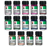 Marabu Easy Marble Paint Set - 14 Basic and Pastel Colors Marbling Paint Kit for Kids and Adults - Hydro Dipping, Tumbler Making, Paper - 2022 Release