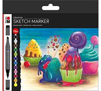 Marabu Graphix Multi-Coloured Sugarholic Sketch Marker Assortment - Set of 12