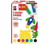Marabu KiDS T-shirt Paint 6 x 36ml - Fabric Paint for Clothes, Tote Bag, White T shirt, and More - Kids Art & Craft Kit with Coloured Paint Set - Ideal for Table Craft and Party Activities