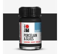 Marabu Porcelain Ceramic & Glass Glossy Paint Black 15ml For Painting And Stamping, Waterbased, Washable, Dishwasher-Safe