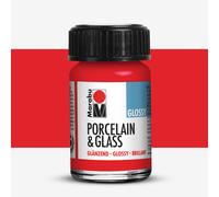 Marabu Porcelain Ceramic & Glass Glossy Paint Cherry Red 15ml, For Painting And Stamping Waterbased, Washable, Dishwasher-Safe