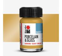 Marabu Porcelain Ceramic & Glass Glossy Paint Metallic Gold 15ml, For Painting And Stamping, Washable, Dishwasher-Safe
