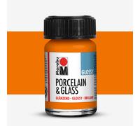 Marabu Porcelain Ceramic & Glass Glossy Paint Orange 15ml For Painting And Stamping, Waterbased, Washable, Dishwasher-Safe