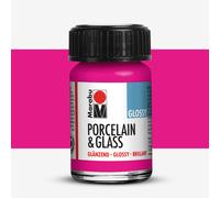 Marabu Porcelain Ceramic & Glass Glossy Paint Raspberry 15ml, For Painting And Stamping Waterbased, Washable, Dishwasher-Safe