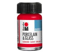 Marabu Porcelain Ceramic & Glass Glossy Paint Cherry Red 15ml, For Painting And Stamping Waterbased, Washable, Dishwasher-Safe