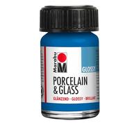 Marabu Porcelain Ceramic & Glass Glossy Paint Gentian 15ml For Painting And Stamping, Waterbased, Washable, Dishwasher-Safe