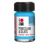 Marabu Porcelain Ceramic & Glass Glossy Paint Light Blue 15ml For Painting And Stamping Waterbased, Washable, Dishwasher-Safe