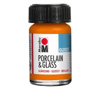 Marabu Porcelain Ceramic & Glass Glossy Paint Orange 15ml For Painting And Stamping, Waterbased, Washable, Dishwasher-Safe