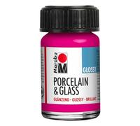 Marabu Porcelain Ceramic & Glass Glossy Paint Raspberry 15ml, For Painting And Stamping Waterbased, Washable, Dishwasher-Safe