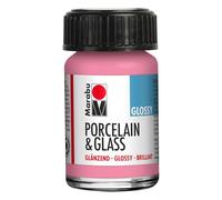 Marabu Porcelain Ceramic & Glass Glossy Paint Rose Pink 15ml, For Painting And Stamping Waterbased, Washable, Dishwasher-Safe
