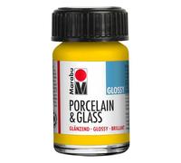 Marabu Porcelain Ceramic & Glass Glossy Paint Sunshine Yellow 15ml, For Painting And Stamping, Washable, Dishwasher-Safe