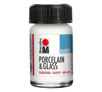 Marabu Porcelain Ceramic & Glass Glossy Paint White 15ml For Painting And Stamping, Waterbased, Washable, Dishwasher-Safe