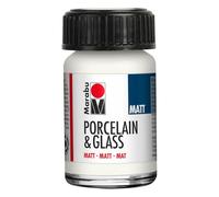 Marabu Porcelain Ceramic And Glass Matt Paint, White 15ml, Painting And Stamping, Waterbased, Washable, Dishwasher-Safe