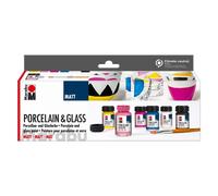 Marabu Porcelain Ceramic And Glass Matt Paint, 6x15ml Set, For Painting And Stamping, Waterbased, Washable, Dishwasher-Safe
