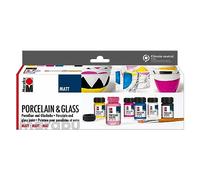 Marabu Porcelain Ceramic And Glass Matt Paint, 6x15ml Set, For Painting And Stamping, Waterbased, Washable, Dishwasher-Safe