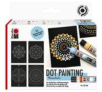 Marabu Set-Mandala Design-Create Your Very own Art Painting with This Dot Kit, Black Background and Marker Tool Included, Creative Colouring Pen Markers, Colouring Pens