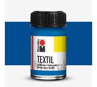 Marabu 17160039052 Textile Paint Medium 15 ml, Water-Based Printing Ink for Light Fabrics, Washable up to 60 °C, Soft Grip, Easy to Fix by Ironing or Oven, mid-Blue