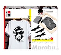 Marabu Textil Screen Printing Set, Carbon Black, (974), Single Set, For Fabric Painting, Printing Of Coloured Fabrics