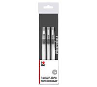 Marabu Water Tank Set of 3, fine and Elastic Brush Hair, Ideal for Painting, Writing and Blending on Paper and Fabric, Colourful, One Size