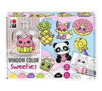 Marabu Window Color Fun & Fancy "SWEETIES" 0406000000122 Water-Based Window Paint, 6 Pens of 25 ml Paint, A3 Painting Template and Painting Film A4