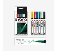 Marabu : Yono Marker : 0.5-1.5mm Fine Bullet Tip : Set of 6