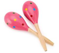 Maracas 2 Pack 9 Inch Hand Percussion Rattles Rumba Shaker Hand Musical Instruments with Clear Rhythm for Music Learning Large Pink Dots