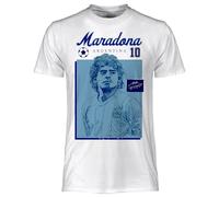 Maradona Official Unisex Cotton T-Shirt, Regular Fit for Adults and Boys, White, S