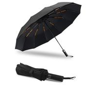 Maraiss 12-Rib Windproof Folding Umbrella: Auto Open/Close Design, Durable & Lightweight, Resistant to Heavy Rain and Strong Winds, Portable Black Umbrella for Both Men and Women