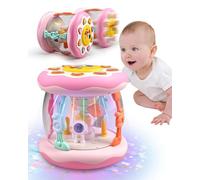 Maraiss Pink Astronaut Crawling Toy for Babies with Rotating Light Projector & Music Sounds, Sensory Learning Toy Gift for 6-12 Month Old Girls & Boys