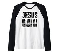 Maranatha Jesus Revient Phrase to Inspire Daily Faith Raglan Baseball Tee