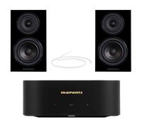 Marantz MODEL M1 2.1 Channel Streaming Amplifier with Wharfedale Diamond 12.1 Bookshelf Speakers HiFi Package Black