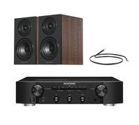 Marantz PM6007 Integrated Amplifier Black with Wharfedale Diamond 12.1i Bookshelf Speakers Walnut Pair HiFi Package