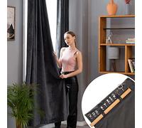 MARAPON Velvet Curtains in Grey [Pack of 2] with Multifunctional Band Opaque Blackout Curtains for Heat Protection Living Room Sliding Curtains Insulating