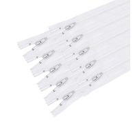 MARARDI [Pack 10] Zippers [White] Nylon [14 cm] Sewing and Crafts for Clothing Bags Fabric for Sewing Machine Patchwork Plastic Cotton Zipper with Metal Zip
