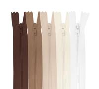 MARARDI [Pack 5] Zippers [Nude] Nylon [14 cm] Sewing and Crafts for Clothing Bags Fabric for Sewing Machine Patchwork Plastic Cotton Zipper with Metal Zip