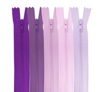 MARARDI [Pack 5] Zippers [Purple] Nylon [14 cm] Sewing and Crafts for Clothing Bags Fabric for Sewing Machine Patchwork Plastic Cotton Zipper with Metal Zip