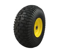 Marastar 15x6.00-6 Pneumatic, OEM Like Replacement Front Tire and Wheel Assembly, Compatible with John Deere Mowers, Turf Saver, 4PR Tube-Type Tire, Yellow Wheel, 3-Inch Offset Hub, 3/4-Inch Bushings