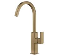 Marata Antique Brass Kitchen Mixer Tap with Square Swan Spout and Single Lever - Modern Traditional Finish