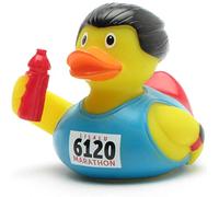 Marathon Bath Duck, Squeaky Duck, Length: 8.5 cm, Includes Bath Duck Keyring in Set