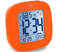 Marathon Clock Compact Alarm Temperature & Date Orange - Black MRT-046