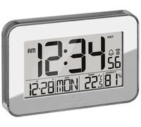 Marathon Clock Crystal Framed Atomic Wall Temperature & Humidty Silver - Black MRT-049