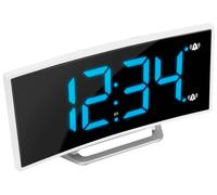Marathon Clock USB Alarm Charger Dimmable Curved Screen White - Black MRT-061