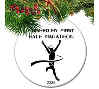 Marathon Finisher Ceramic Keepsake Ornament for her, Inspirational Half Marathon Achievement Gift, Proud Runner’s Milestone Memorial for 13.1 and 26.2 Miles Success