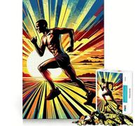 Marathon Runner Sunset 1000 Piece Jigsaw Puzzles for Adults Jigsaw Unwind Game Perfect Connection Playful Challenge Room Art (38x52cm)