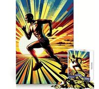 Marathon Runner Sunset 1000-piece Puzzle for Teenagers Reason Skill Stress Relief Enjoyable Challenge Home Accent (38x26cm)