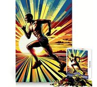 Marathon Runner Sunset Jigsaw Puzzles for Teenagers 1000 Pieces Memory Train Fine Thick Home Game Birthday Present (50x75cm)